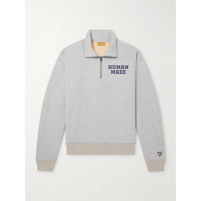 HUMAN MADE 男士 SS26 卫衣 徽标印花棉针织半拉链卫衣