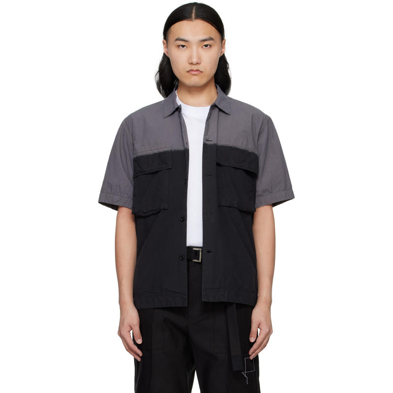 Sacai 男士 衬衫 黑色  灰色成衣染色衬衫