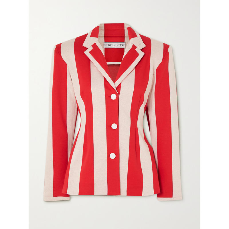 ROWEN ROSE 女士 夹克 条纹棉混纺西装外套
