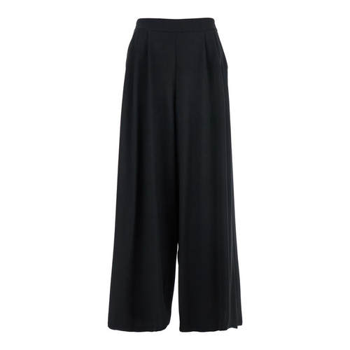 Plain 女士 长裤 Semi-Elastic 黑色束腰宽松款设计布织女士长裤