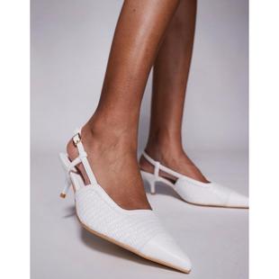 Public Desire 女士 鞋靴 宽版抽跟小跟拉菲草编织白色凉鞋