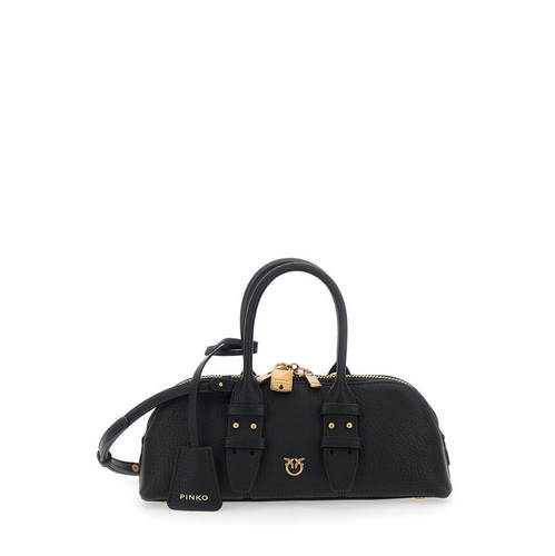 Pinko 品高 女士 FW26 手提包 elegant 设计黑色皮革手柄手袋