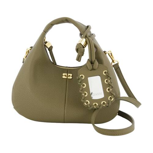 Ganni 甘尼 女士 FW26 手提包 水饺型合成树脂卡其色迷你肩包