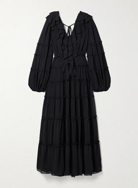 Aje 女士 中长连衣裙 Protea 荷叶边双绉长款连衣裙