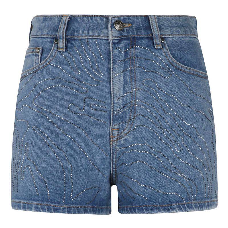ROTATE 女士 FW24 牛仔短裤 徽标字母装饰