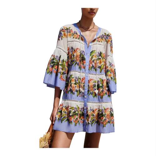FARM Rio 女士 短款连衣裙 Light Blush Hilo Stripes Mini Dress