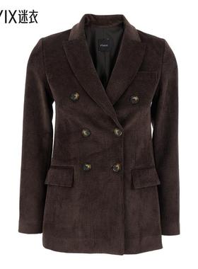 【早秋新品】Plain 女款双排扣罗纹天鹅绒西装外套 迷衣时尚