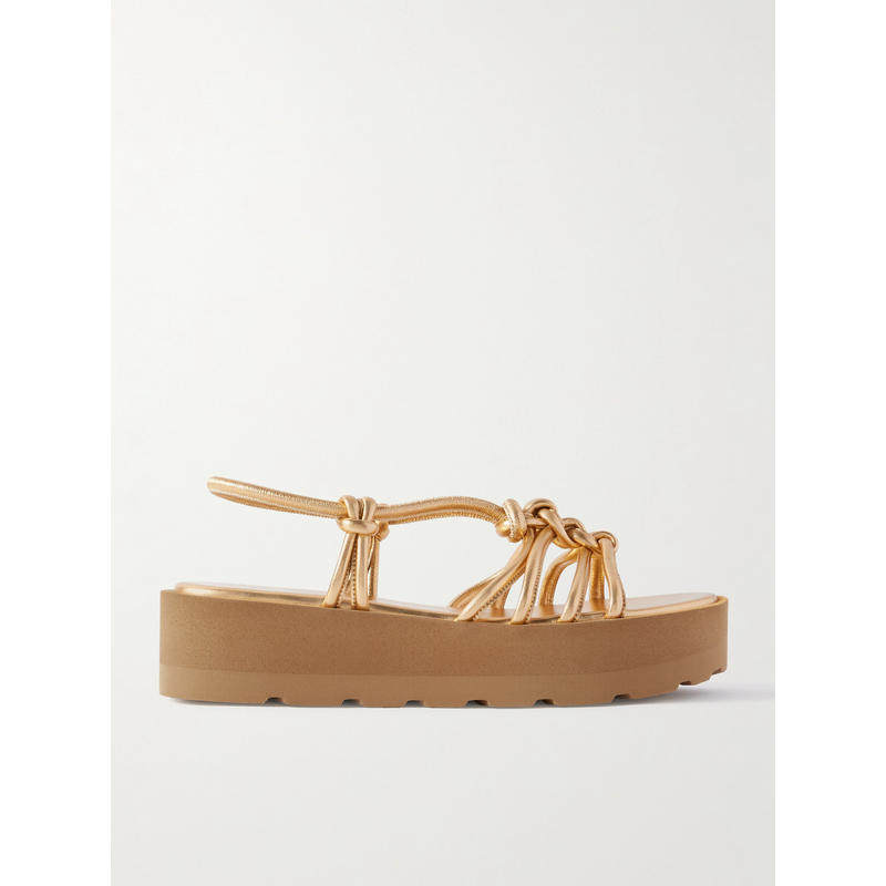 Gianvito Rossi 女士 凉拖 Hebe 45 打结金属感皮质防水台凉鞋,女鞋,一字拖,淘宝优惠券,粉丝福利购,淘宝优惠卷