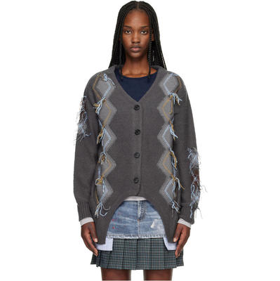 Andersson Bell 女士 开衫 灰色 Gartered Argyle
