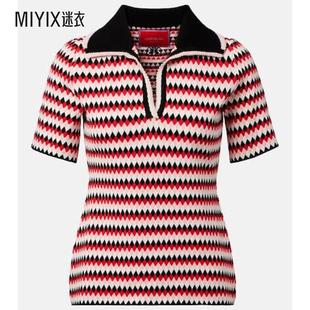 DoubleJ Checkers 女款 针织Polo衫 迷衣时尚