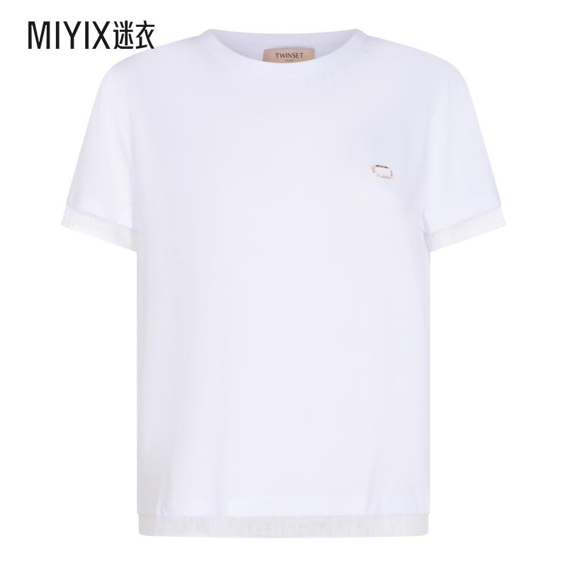[秋冬新品]TWINSET 女款白色棉质T恤 迷衣时尚