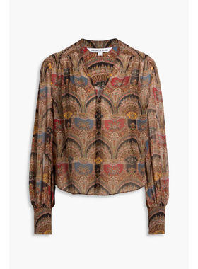 Veronica Beard 女士 上衣 Esmeralda 印花真丝双绉上衣