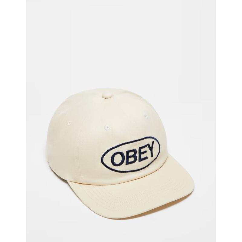 OBEY 中性（成人） 棒球帽  6 strapback 椭圆形嵌板徽标米白帽子
