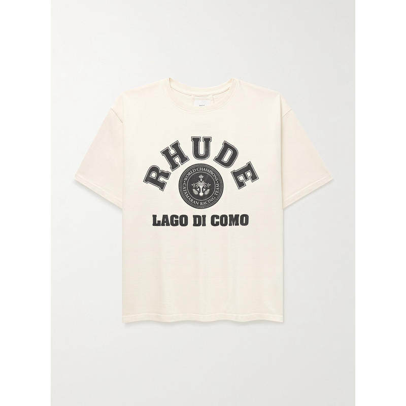 Rhude 男士 衬衫 + Como 1907 Lago di Como 徽标印花棉针织T恤