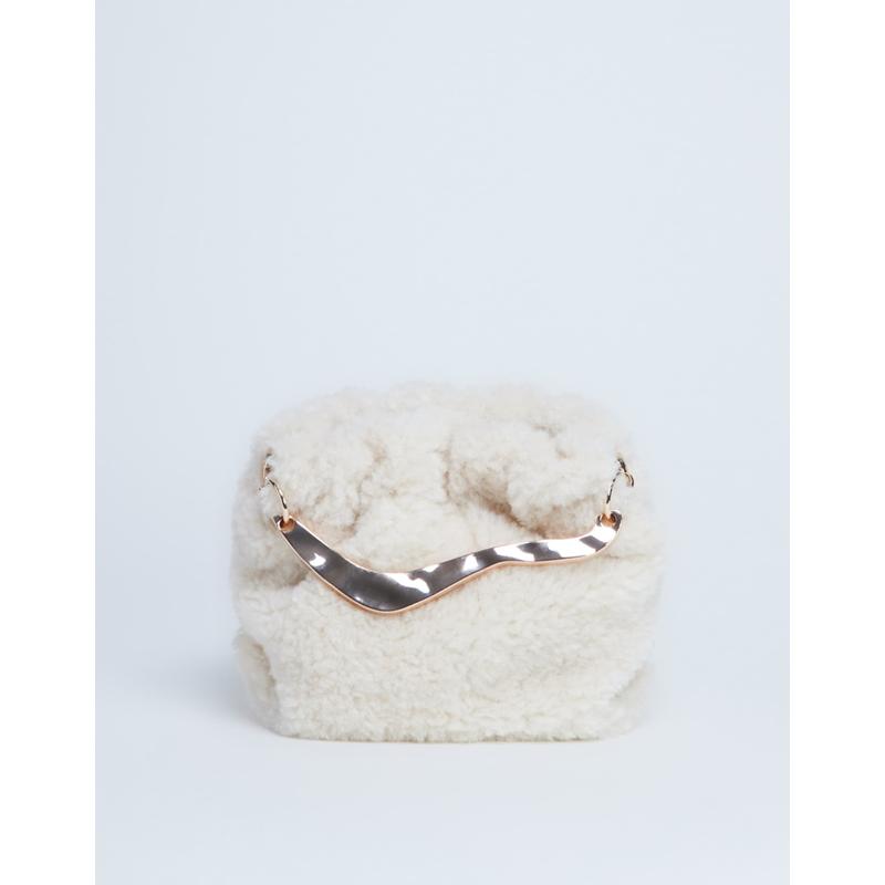 Topshop 女士 手拿包 Gabriette borg 金属边手柄手提包(奶油色)