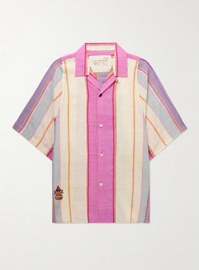 KARDO 男士 FW25 衬衫 Yusuke 可拆卸领刺绣条纹真丝衬衫