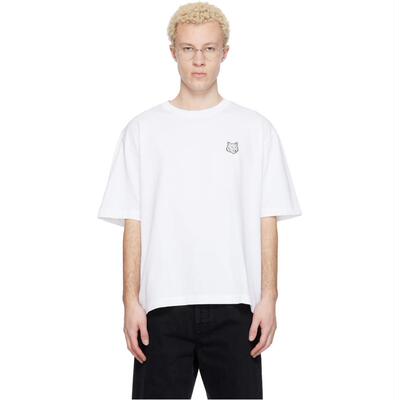 Maison Kitsuné 男士 T恤 白色 Fox Head Oversize