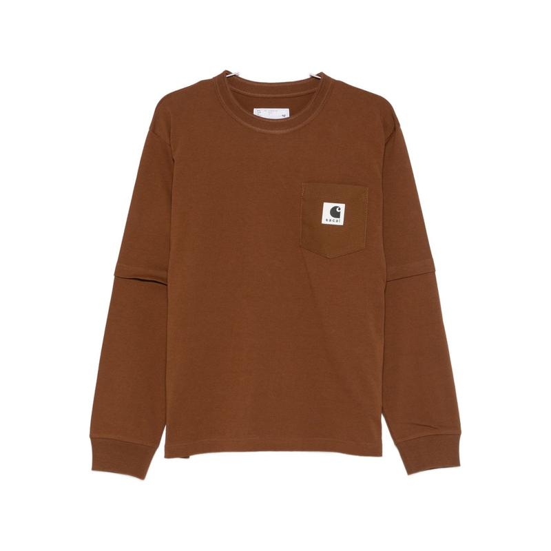 Sacai 男士 FW25 T恤 X CARHARTT WIP and Polos T恤棕色T恤