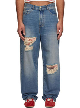 Carne Bollente 男士 牛仔长裤 蓝色 Tattoo Tease 牛仔裤