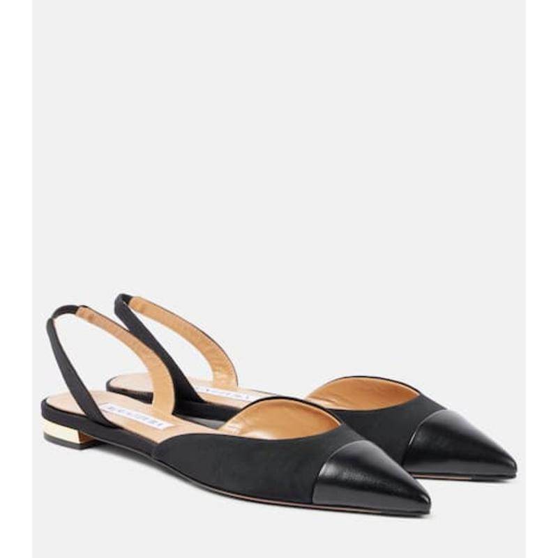 Aquazzura 女士 芭蕾鞋 皮革边露跟平底鞋,女鞋,浅口单鞋,淘宝优惠券,粉丝福利购,淘宝优惠卷