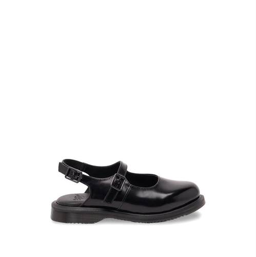 Dr. Martens 马丁博士 女士 SS26 凉鞋 黑色皮质平底鞋