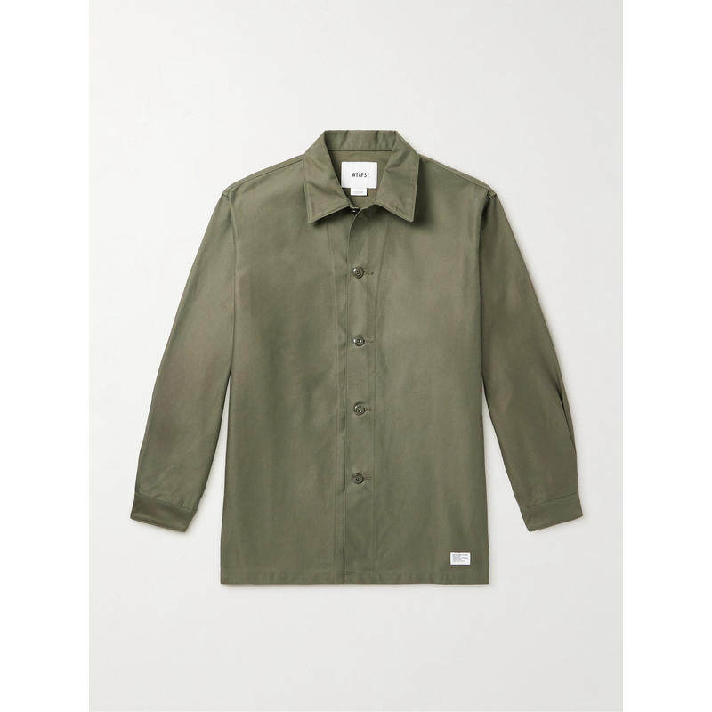 WTAPS 男士 SS26 衬衫 Logo-Appliquéd 棉质斜纹布衬衫