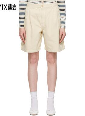 Maison Kitsuné 女款灰白色 Casual Pleated Bermuda 牛仔短裤