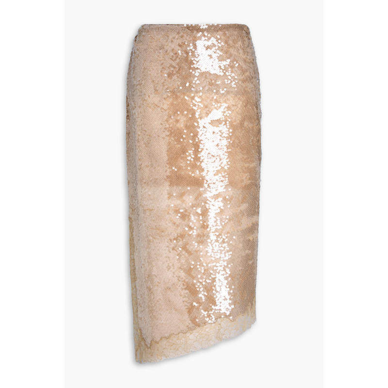 SIMKHAI 女士 中长裙 Amrita 不对称珠片凸纹蕾丝中长半身裙