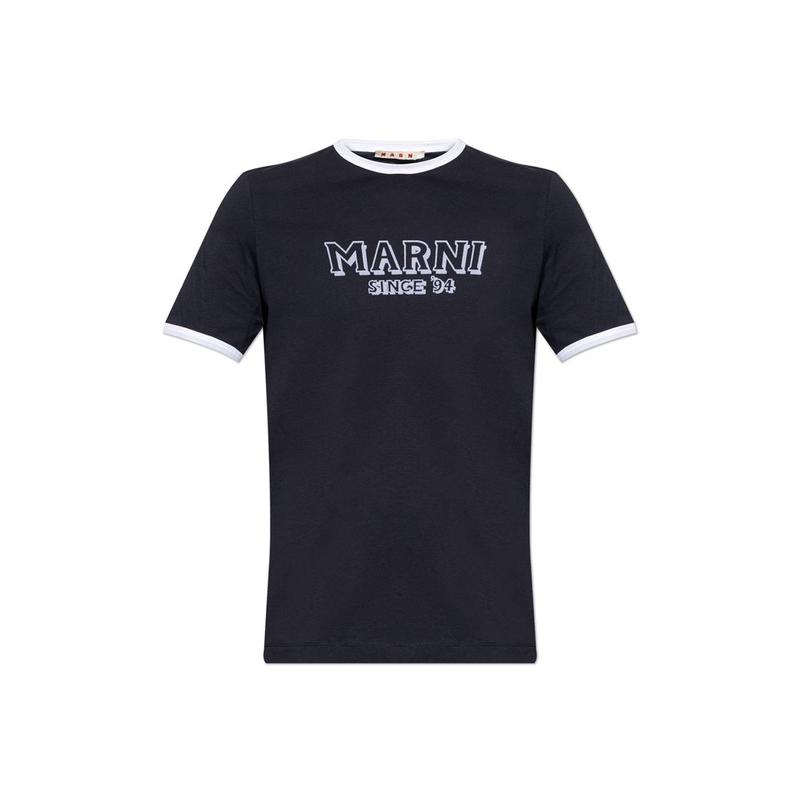 Marni 玛尼 男士 SS26 T恤 Marni 海军蓝 Cotton Contrast Trims图片