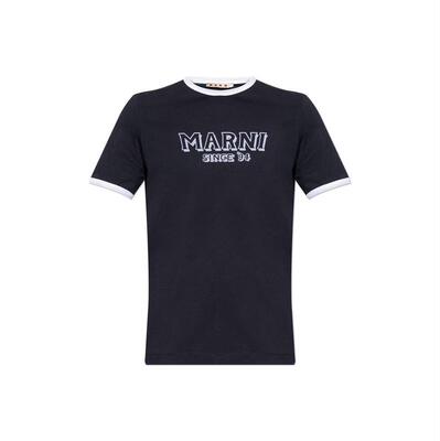 Marni 玛尼 男士 SS26 T恤 Marni 海军蓝 Cotton Contrast Trims