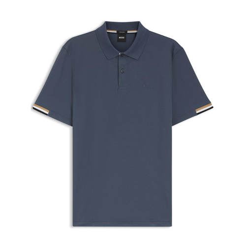 Hugo Boss 雨果博斯 男士 SS26 上衣 PARLAY 蓝色棉质Polo衫