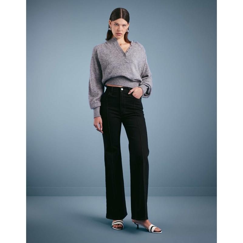 Levi's 女士 牛仔长裤 ribcage bells 高腰喇叭型水洗黑色牛仔裤