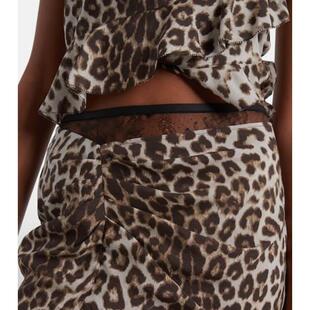 Jacques Wei 女士 中长裙 豹纹真丝蕾丝中长半身裙