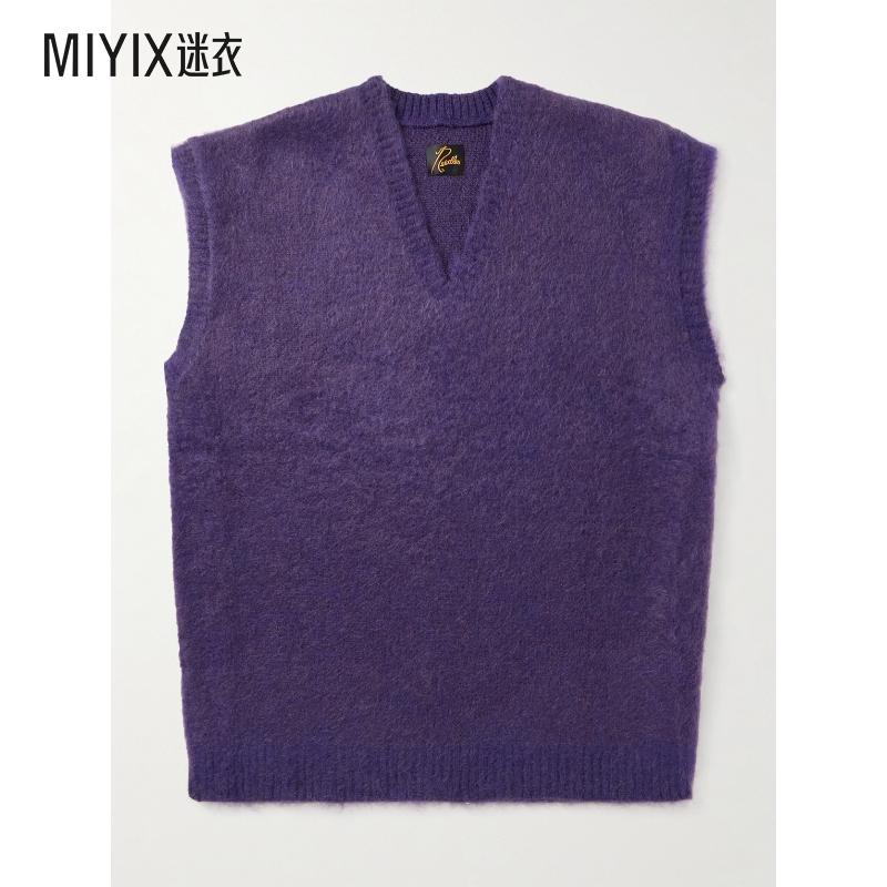 [秋冬新品]Needles 男款宽松款马海毛混纺毛衣马甲 迷衣时尚