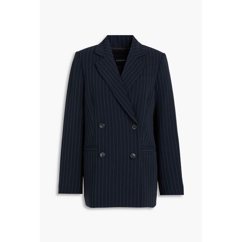 A EMERY 女士 夹克 Belen 双排扣条纹绉纱西装外套