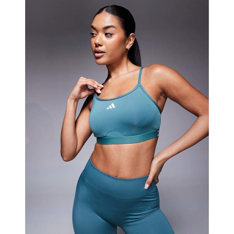 Adidas 女士 T恤 support 训练浅运动青色文胸