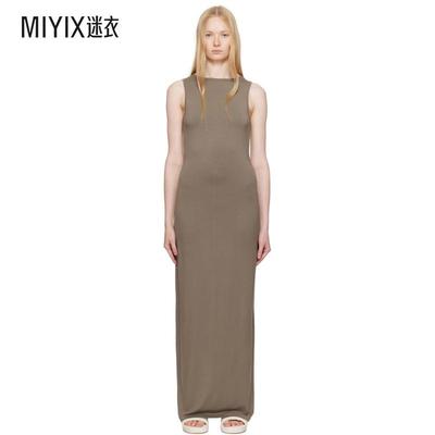 SKIMS 女款灰褐色 Smooth Layers Long Boat Neck 连衣裙 迷衣时