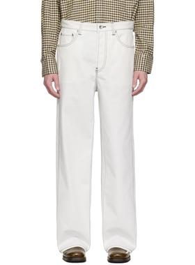 Karmuel Young 男士 牛仔长裤 白色 Cuboid Wide 牛仔裤