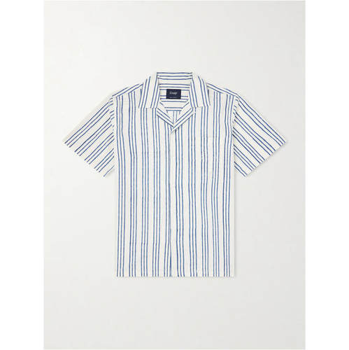 Drake's 男士 FW26 衬衫 Camp-Collar 条纹棉质府绸