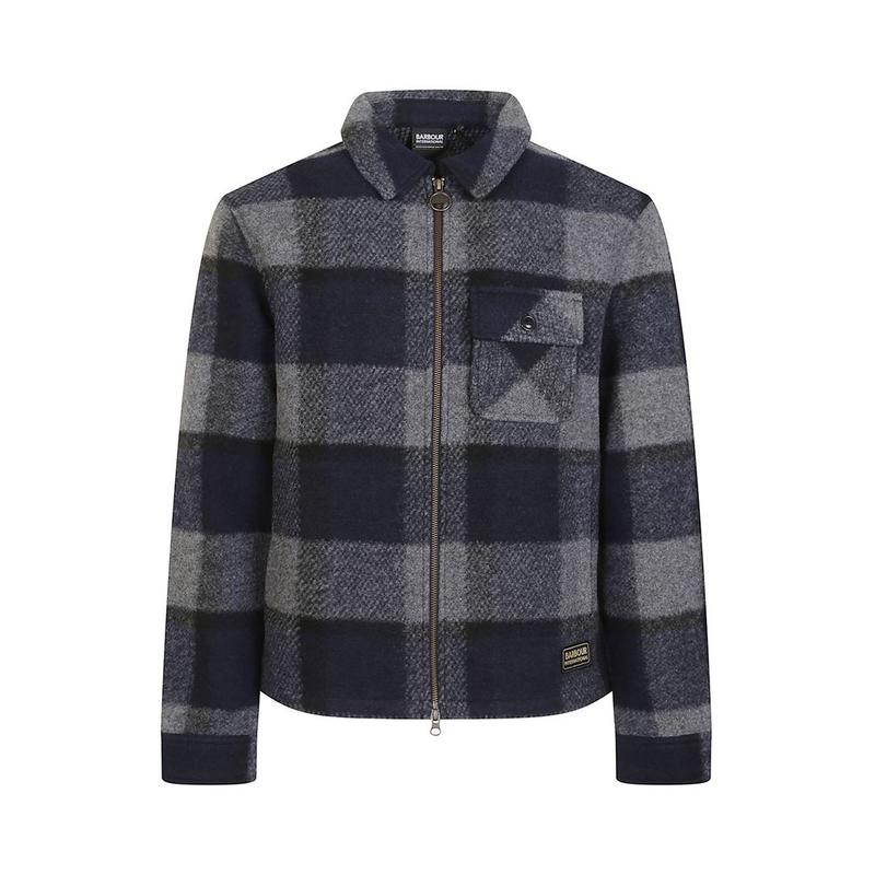 Barbour 男士 FW25 夹克 標誌貼片格紋拉鍊夾克