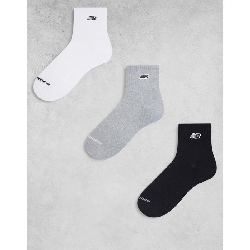 New balance 男士 袜子 刺绣徽标多晶石及踝袜(三件套)