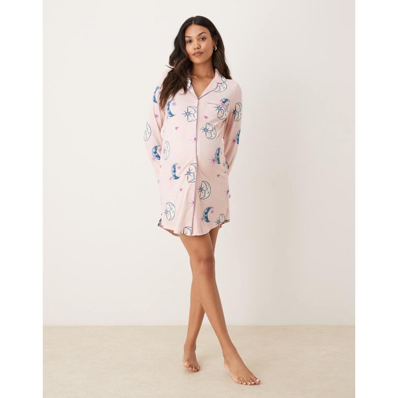 Chelsea Peers 女士 睡衣 night 孕妇装长袖粉色夜空色印花衬衫