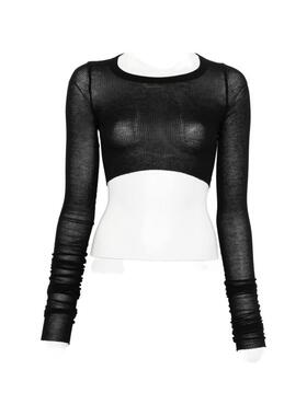 Rick Owens 瑞克·欧文斯 女士 SS26 T恤 黑色 Temple LS Crop