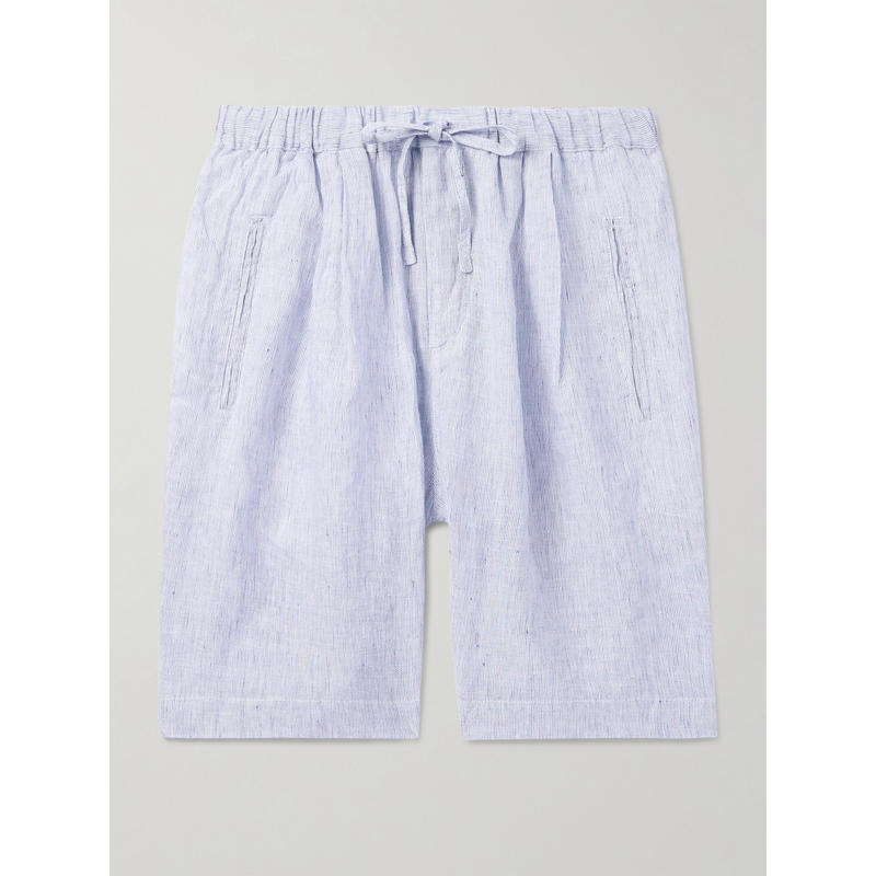 Massimo Alba 男士 FW25 短裤 Kevin 直筒褶裥亚麻抽绳短裤