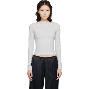 SKIMS 女士 T恤 灰色 Cotton Jersey 长袖
