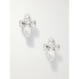 Simone Rocha 女士 SS25 耳环 镀银水晶人造珍珠耳环