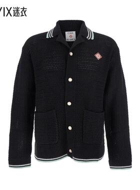 【秋冬新品】Casablanca 男款Front 黑色带Logo拼缀棉质男士针织