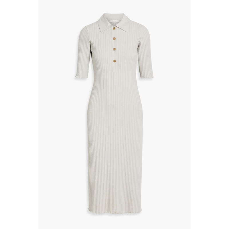 Vince 女士 中长连衣裙 罗纹棉混纺中长衬衫式连衣裙