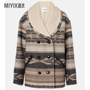 Marant 女款 Isabel Étoile 迷衣 Dorcas 人造皮毛饰边双排扣大衣