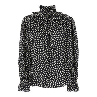 黑色高领全幅波尔卡圆点图案真丝女士衫 衬衫 女士 Chloé
